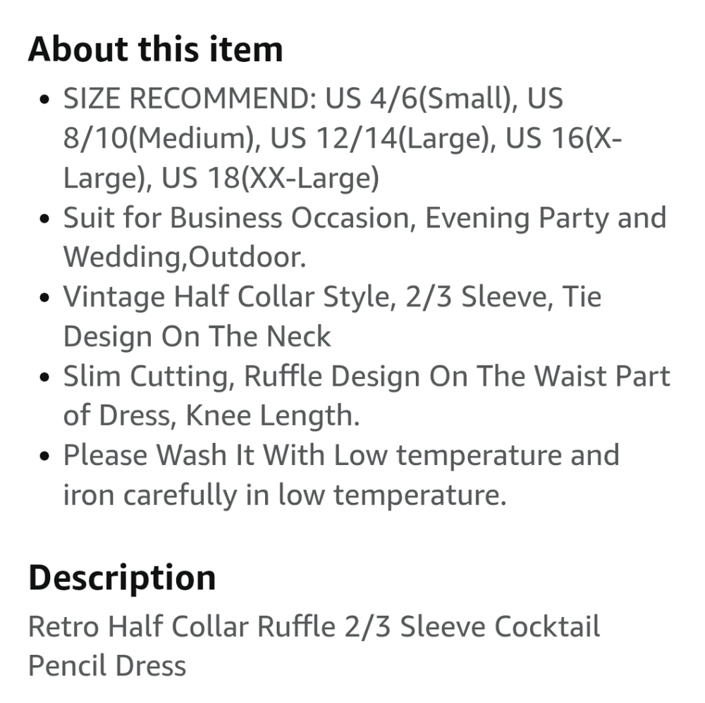 NWT Women's Miusol Retro Half Collar Ruffle 2/3 Sleeve Cocktail Pencil Dress - Picture 12 of 12